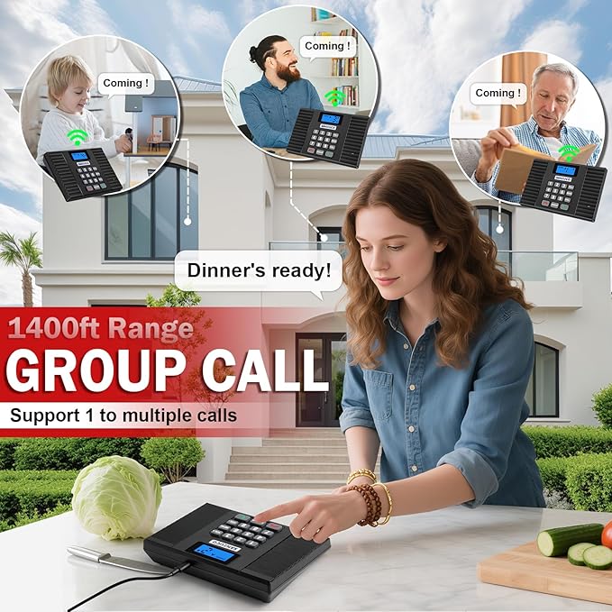 SANZUCO 60D Intercoms Wireless for Home, Full Duplex Intercom System for House/Business, 1400ft Intercoms Hands-Free Real-Time Talk, Expandable to 18 Stations, Group Call & Auto Answer (2 Stations)