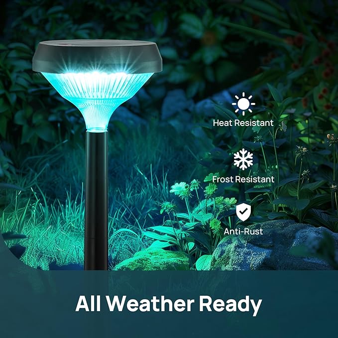 Linkind Solar Pathway Lights 8 Pack, Color Changing Halloween Decorations Outdoor Waterproof, Multicolor+Warm/Cool White Solar Lights for Walkway Pathway Yard Garden Landscape