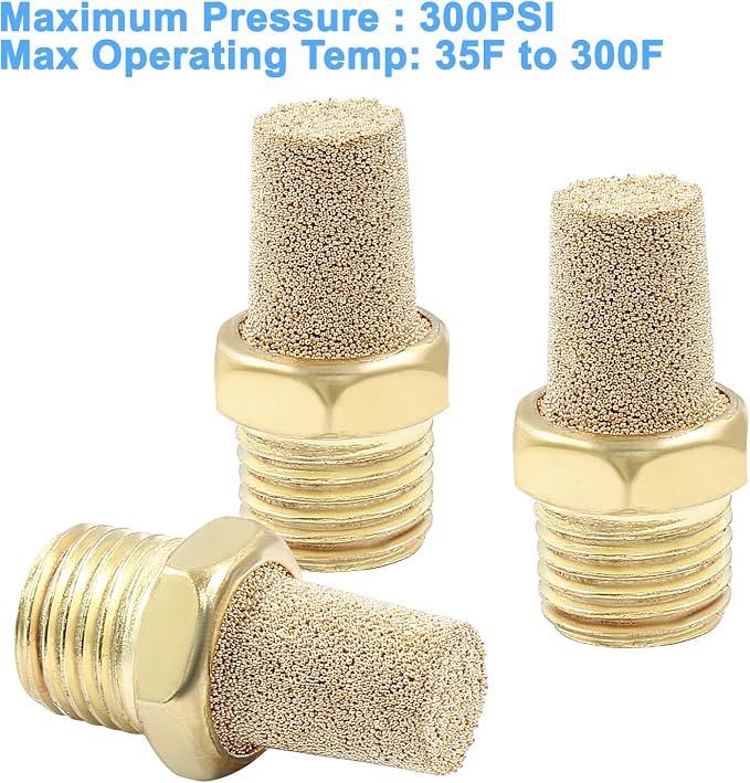 10 Pack 1/4" Male Thread Pneumatic Brass Exhaust Muffler Filter Air Pneumatic