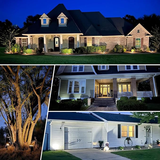 Solar spotlights Outdoor 63 LED 3 Lighting Modes, IP65 Waterproof Lighten Yard Garden House Garage Pathway for Christmas Decorations-4 Pack