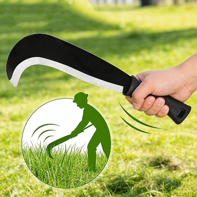 Small Machete Sickle Tool, 13.5-Inch Garden Knife with Curved Blade for Weeding, Vine Cutting, Pruning and Farm Use