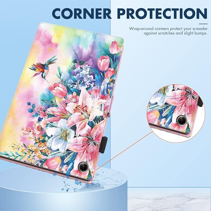 Dteck for Fire HD 8 Tablet Case (8th/7th/6th Generation-2018/2017/2016 Release) 8 Slim Folio Case with Auto Sleep Wake &amp Stand Function with Hand Strap Protective PU Leather Cute Cover Colorf