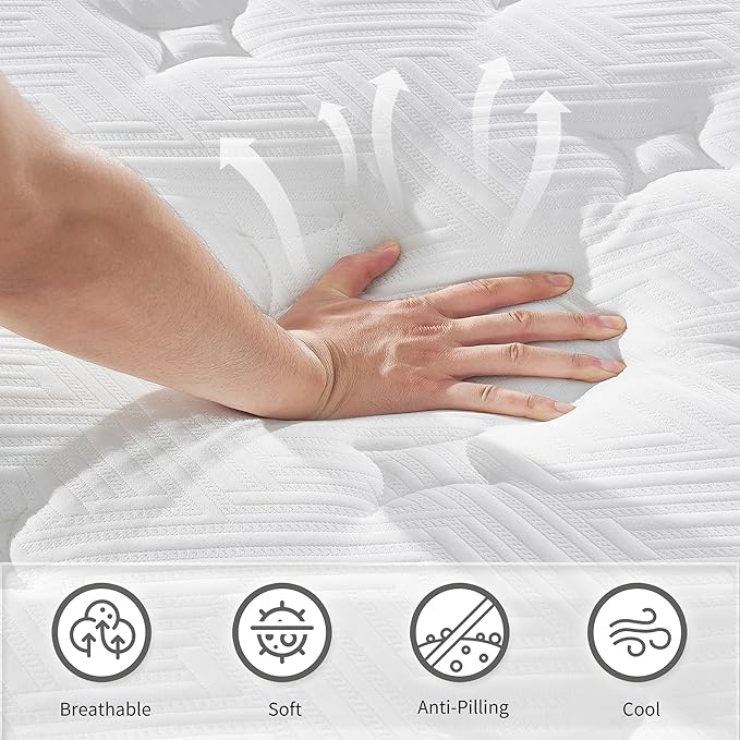 12 Inch Memory Foam Mattress,Twin XL Size Plush Hybrid Mattress,Cooling Knitted Cover & Pocket Spring,Breathable & Motion Isolating,Pressure Relief, Certified Foams Fabric,Bed in a Box,Tranquilo Core