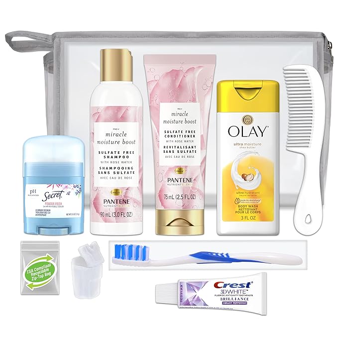 Convenience Kits International Women’s Deluxe Kit 10 PC Kit Featuring: Sulfate Free Hair, Face & Body, Oral Care, Travel-Size Travel Essentials