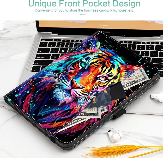 Lokigo Case for iPad (A16) 11th/10th Generation Aurora Forest | for iPad 11th-11 Inch/10th-10.9 Inch Stand Cover Pencil Holder/Hand Strap/Pocket Support Touch ID Auto Wake/Sleep