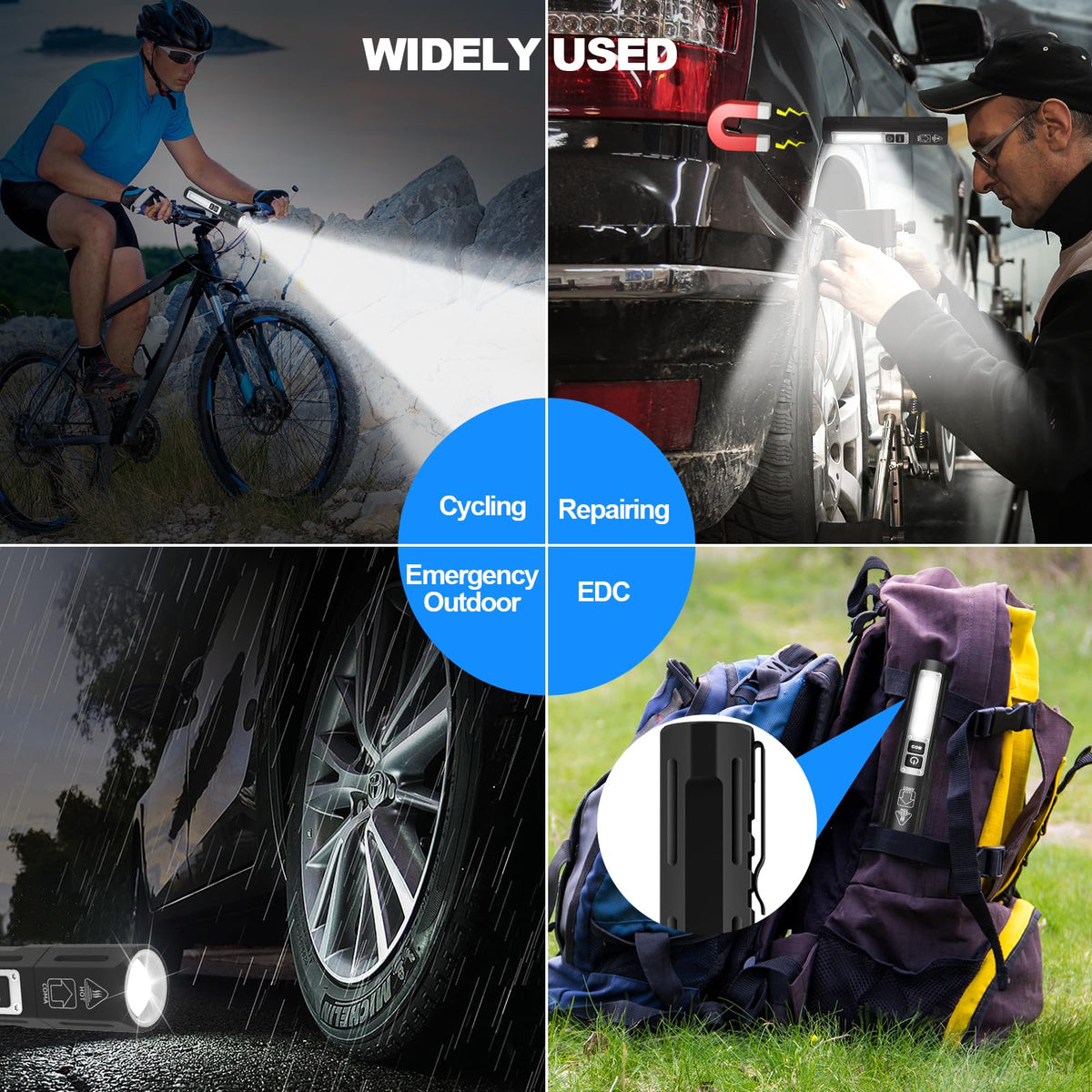 Small LED Rechargeable Magnetic Flashlights 20000 High Lumens - Super Bright Long Beam Pocket Powerful Flashlight 8 Modes with COB Work Light, Dual Button Tactical Flashlight for Camping Emergency