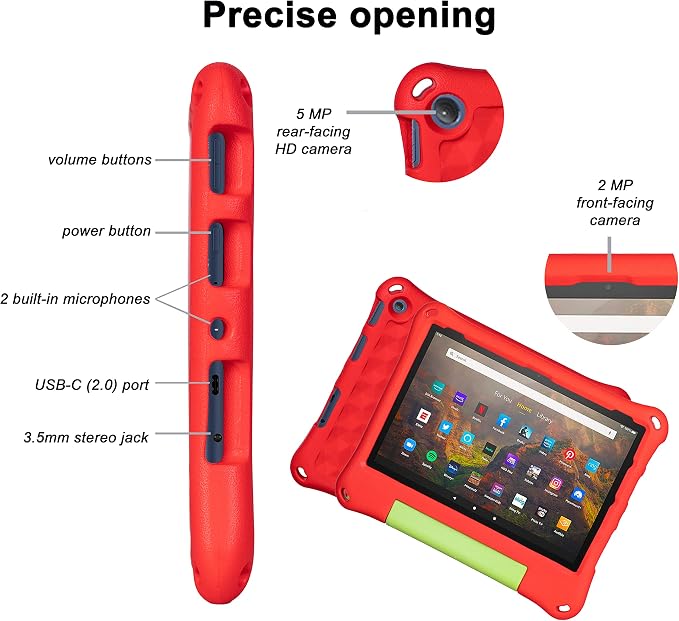 2023 New 10in Tablet Case for Kids(2021/2023 Release 11/13th Generation)OQDDQO Light Weight Anti Slip Shockproof Kids Friendly Case for 10 inch Table Not Compatible ipad Tablet(Red)