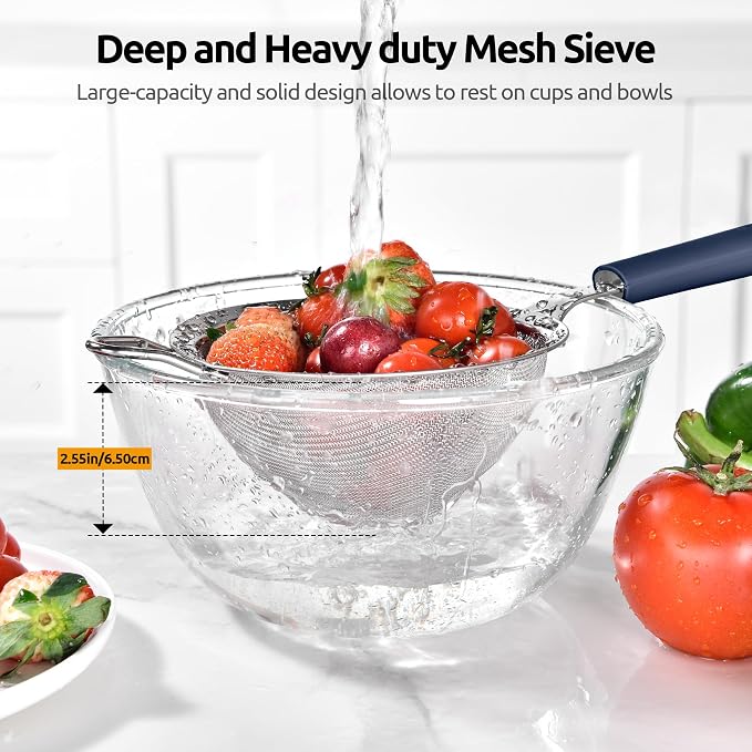 U-Taste Medium Fine Mesh Strainer: 18/8 Stainless Steel 4.73in 30 Mesh Kitchen