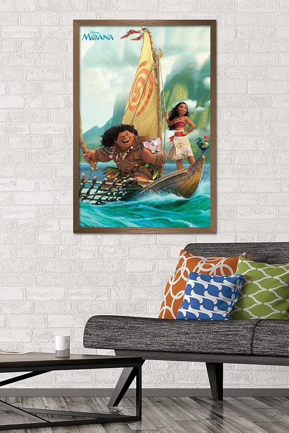 Disney Moana - Group Wall Poster, 34L" x 22.4W", Bronze Framed Version