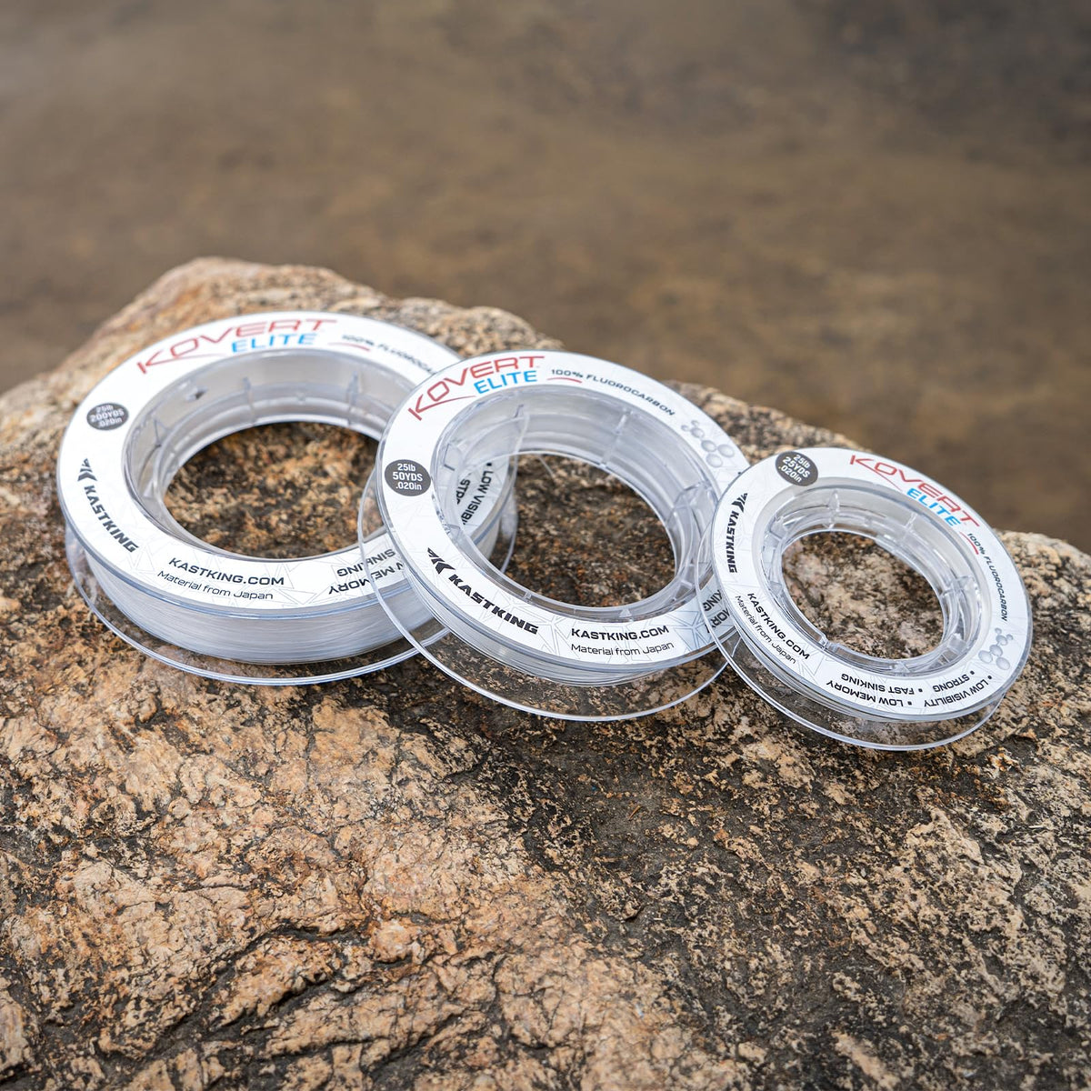 KastKing Kovert Elite 100% Fluorocarbon Fishing Line, Shock Resistant, High Clarity, Low Visibility, Highly Abrasion Resistant, Fast Sinking, Low Stretch, Low Light Refraction, Clear, 4LB, 25Yds