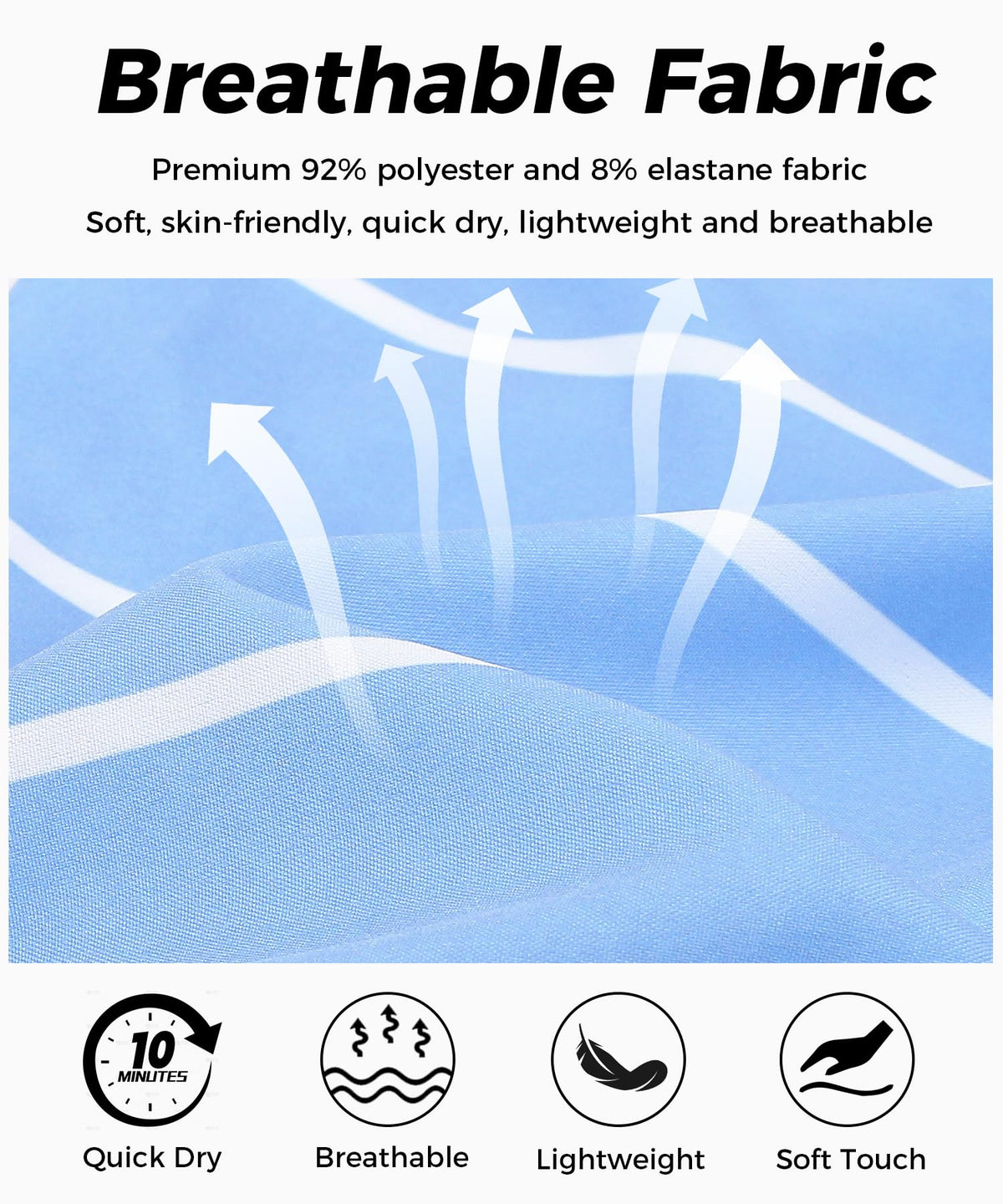 ELETOP Men's Swim Trunks Quick Dry Bathing Suit Swimming Board Shorts Mesh Lining Beach Swimwear Stripe Blue S