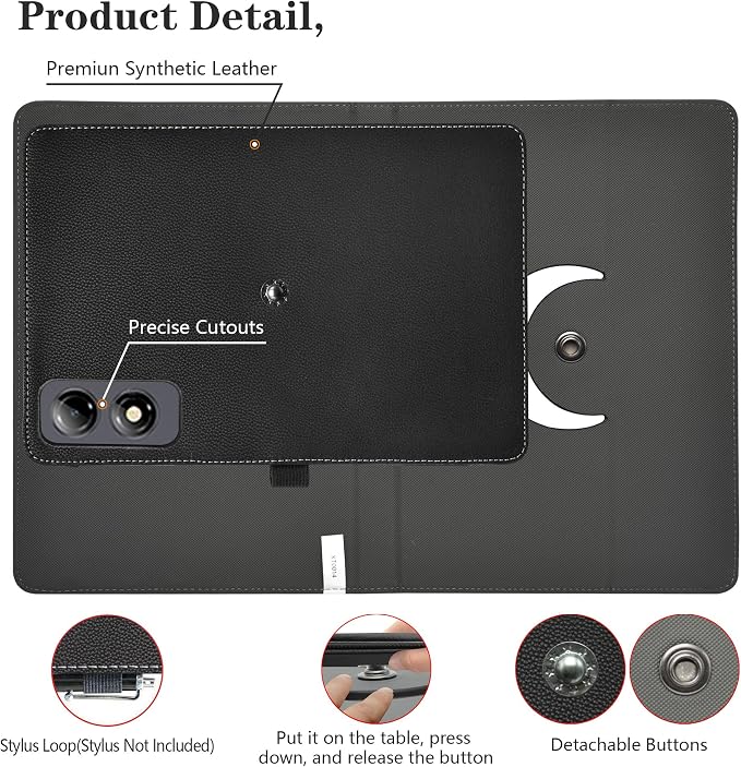 LiuShan Compatible with Bpad Mini SE caseZuleisy E8A case360 Degree Rotation Stand PU Cover for Bpad Mini SE/Robtomp M87QF68L/Blackview Link 2/Zuleisy E8A/Phatom E8A/HAOVM M8 8.7 Inch TabletBlack