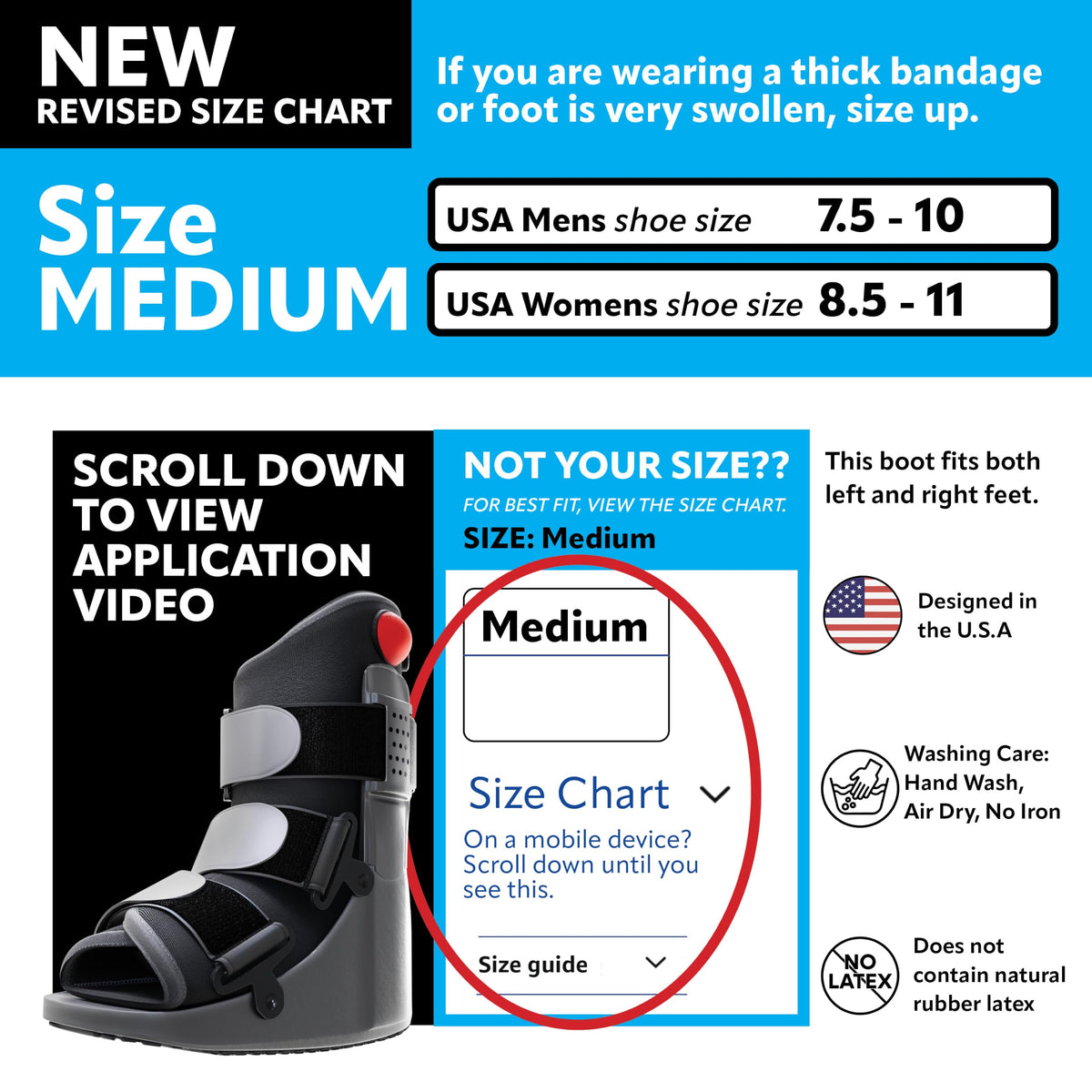 Braceapedia Short Air Compression Walking Boot Foot Brace - Side Pump Pneumatic Brace for Ankle Support & Foot Injuries - 360 Rocker Sole Cam Walker for Stress Fractures & Post-Op, Medium
