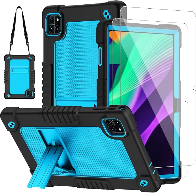 for Callsky-Tab Cpad 10 Tablet 10.1 inch Case with 2 Pcs Screen ProtectorHeavy Duty Shockproof Stand Shoulder Strap Case for Callsky-Tab Ctab 10/Callsky-Tab Cpad 10 Tablet (Black)