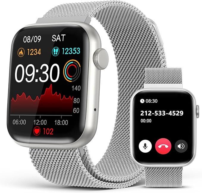 EarlySincere Smart Watch for Women with Bluetooth Call Answer/Dail,1.9'' HD Full Touch Screen Fitness Tracker, Smartwatch with Heart Rate Blood Oxygen Blood Pressure Sleep Monitor for Android iOS