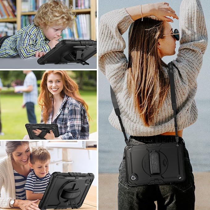 HXCASEAC Case for Samsung Galaxy Tab S6 Lite 10.4 inch Protective with Screen Protector/Hand Strap/S Pen Holder Shockproof S6 Lite Tablet Case 2024/2022/2020 SM-P610 SM-P613 SM-P620 - Black