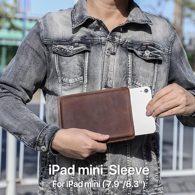 Top Grain Leather 12.9 Tablet Sleeve Slim Protector Vintage Design Fully Handmade Compatible with 12.9 iPad Pro 3/4/5/6 Gen Fits A2233 A2069 A2378 A2379 A2461 A2462 Coffee 12.9 Inch