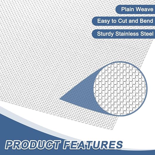uxcell 20 Mesh 39" x 12" Woven Wire Mesh, 304 Stainless Steel Air Vent Filter