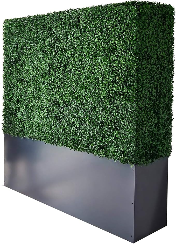 AGPL Upgraded Artificial Boxwood Hedge Wall with Gray Color Planter,Room Divider and Privacy Wall Backdrops Outdoor Privacy Fence for Patio,Balcony,Restaurant,Garden,Party Décor (48" H 48" W 12" D)
