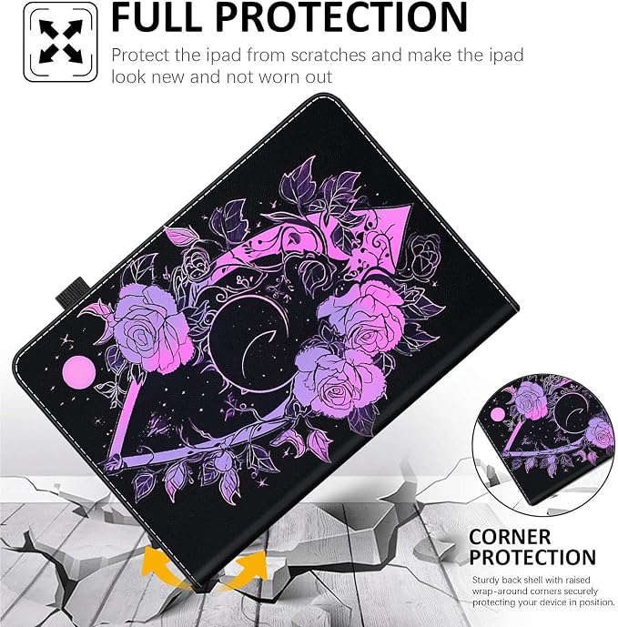 Case for All-New Amazon Fire HD 10 and 10 Plus Tablet (13th/11th Generation 2023/2021 Release) 10.1 Multi-Angle Smart Stand Cover Auto Sleep/Wake Skull and Fire