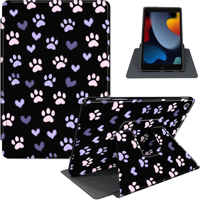 for iPad 11th Generation (A16 2025) 11 / iPad 10th Gen 10.9 2022 Case 360° Rotating PU Leather Stand Cover with Auto Sleep/Wake Shockproof TPU Backl Raccoon Perched