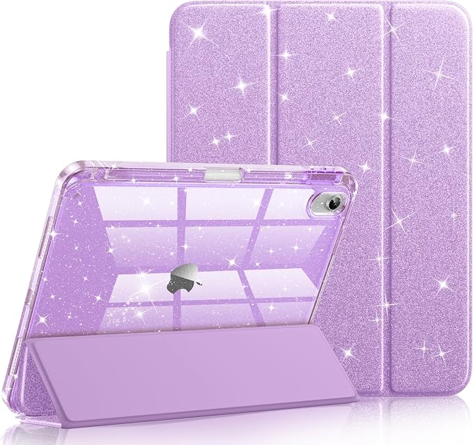 Akkerds for iPad 10th Generation Case 10.9 Inch 2024 - for iPad (A16) 11th Gen Case 11 Inch 2025 with Pencil Holder - Slim Trifold Stand Protective Cover with Crystal Clear Back - Gray