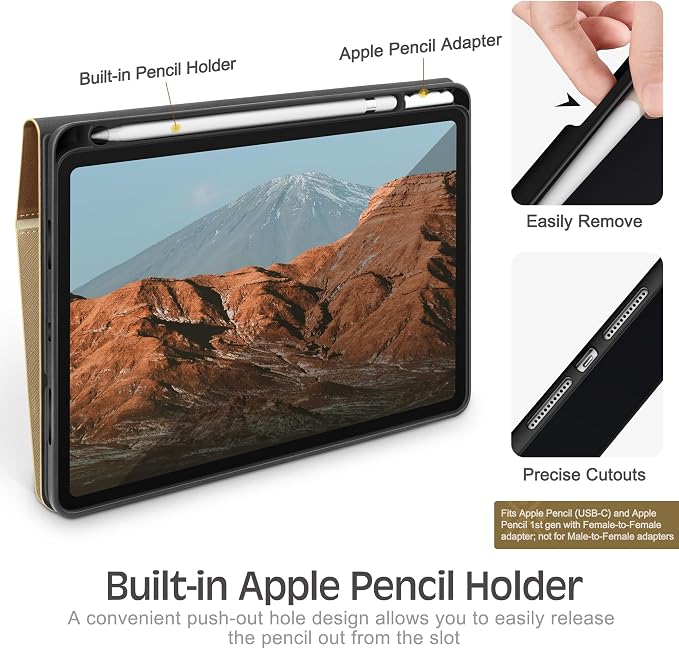 Case for iPad (A16) 11th Gen 11-inch iPad 10th Gen 10.9-inch | with Pencil Holder PU Leather Protective Cover Auto Sleep/Wake Multi-Angle Viewing/Typing Stand Magnetic Closure Beige