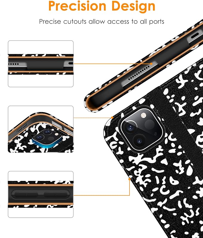 DTTO Case for iPad Pro 11 Inch 4th / 3rd / 2nd / 1st Generation 2022/2021/2020/2018Premium PU Leather Folio Stand Cover with Hand Strap Auto Wake/SleepMultiple Viewing Angles Black