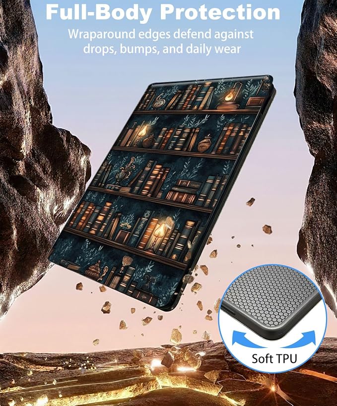 for iPad 11th Generation (A16 2025) 11 / iPad 10th Gen 10.9 2022 Case 360° Rotating PU Leather Stand Cover with Auto Sleep/Wake Shockproof TPU Backl Raccoon Perched
