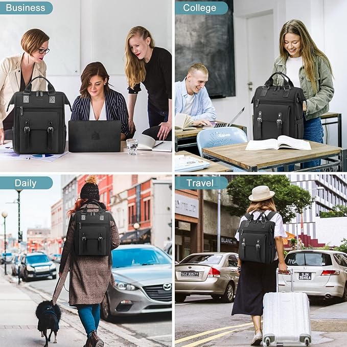 LOVEVOOK Laptop Backpack for Women, 15.6 Inch Teacher Nurse Bag Work Travel Computer Backpacks Purse, College Bookbag for School, Water Resistant Daypack, 17.3 inch