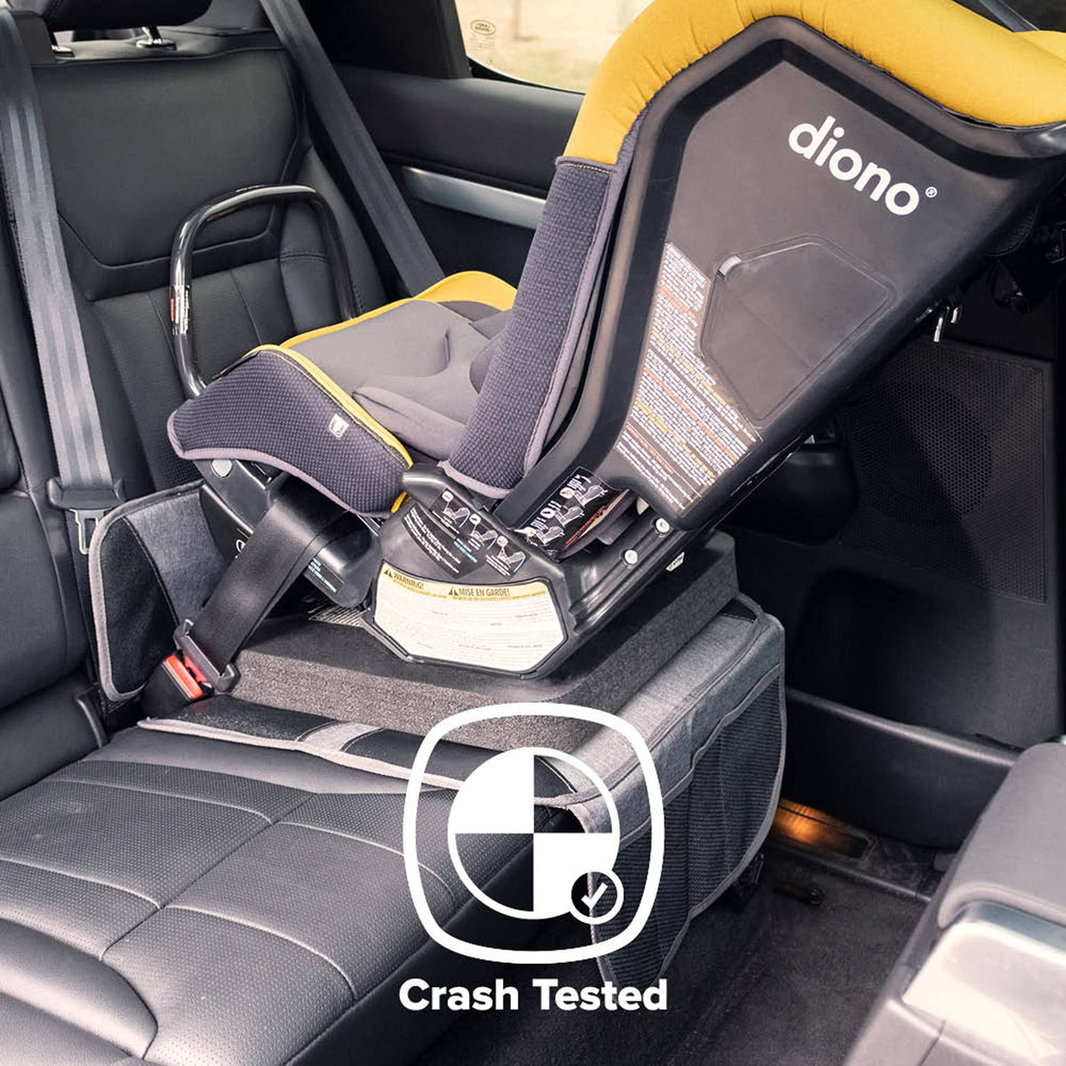 Diono Super Mat Car Seat Protector For Infant Car Seat, Booster Seat and Pets, Crash Tested, Thick Padding, Non Slip Backing, Durable, Water Resistant Protection, 3 Handy Mesh Storage Pockets, Gray
