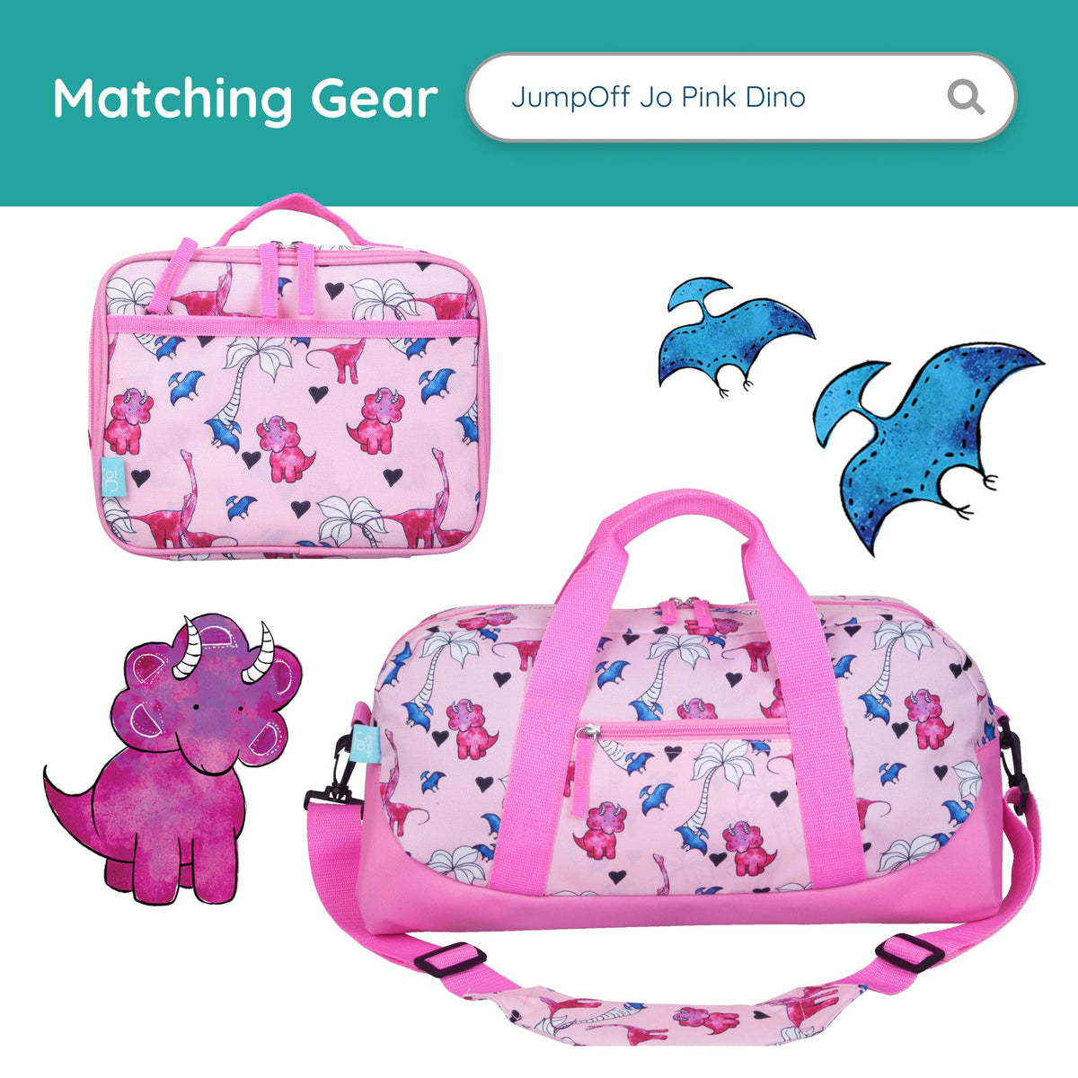 Wildkin Pink Dino 15 Inch Backpack