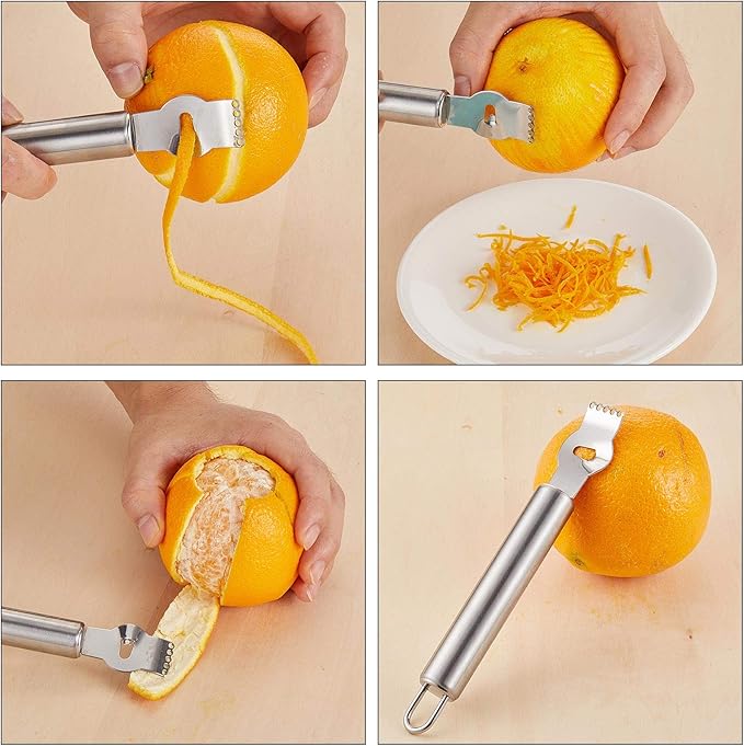 Mudder 4 Pcs Citrus Zester Channel Knife, Stainless Steel Peeler Opener