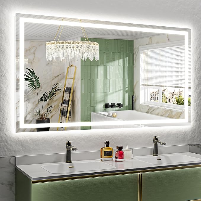 YEELAIT 72x40 Inch LED Bathroom Mirror with Lights Front and Backlit Lighted Vanity Mirror for Bathroom Wall with 3 Colors Dimmable Anti-Fog Memory Shatter-Proof IP54 Waterproof Horizontal/Vertical