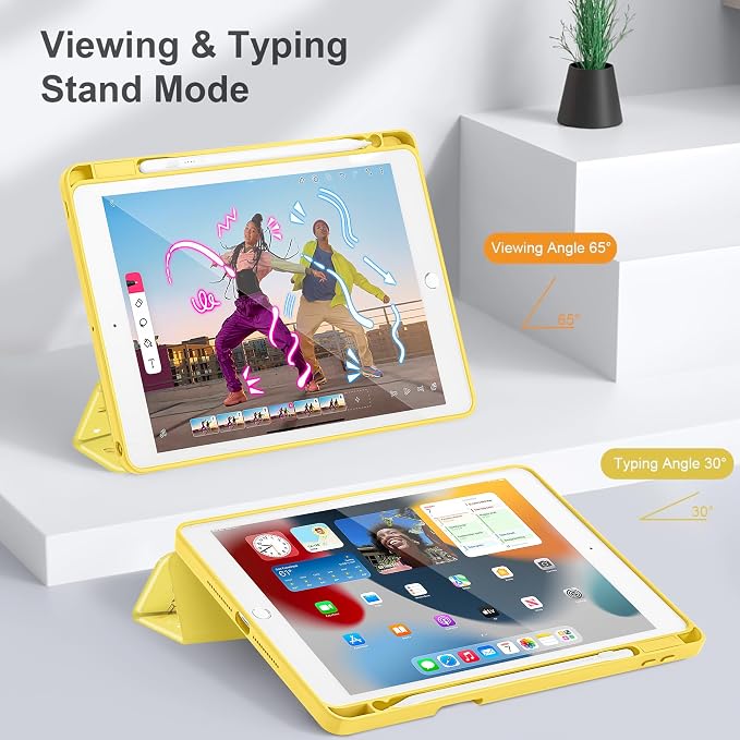 Tuiklol for iPad 10.2 inch 9th / 8th / 7th Gen 2021 2020 2019 Release Case | Built in Pencil Holder - TPU Protection Trifold Stand Stand Clear Back Tablet Cover With Auto Wake/Sleep Blue berries