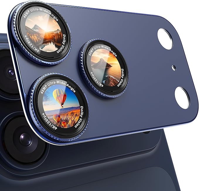 CACOE Metal Camera Lens Protector for iPhone 16Pro/16ProMax/14Pro/14ProMax | 9H Tempered Glass Aluminum Frame HD Clarity Scratch-Resistant Camera Screen Protector Cover Accessories Black
