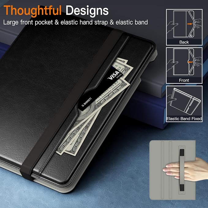 JETech Business Case Cover for iPad 6th/5th Gen 9.7 (2018/2017) Black | PU Leather Design Pencil Holder &amp Pocket Multi-Angle Viewing