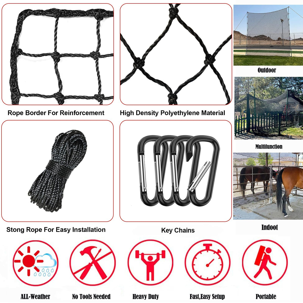 AOLIGEIJS Baseball Softball Backstop Nets, Heavy Duty Sports Netting