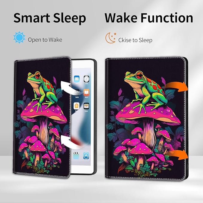 Case for iPad 10.2/10.5，iPad 9th/8th/7th Gen，for iPad 10.2 inch 2021/2020/2019/iPad Air 3rd Gen/Pro 10.5 - Slim Fit Standing Cover with Auto Sleep/Wake，Frog Playing Guitar