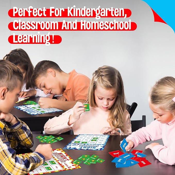 Sight Word Bingo Game, 144 Sight Words Learn to Read Level 1 & Level 2 Bingo Board Game Dolch's & Fry's Words Lists for Kindergarten and Preschool, Grade 1st, 2nd, Kids 4-8 (Up to 25 Players)
