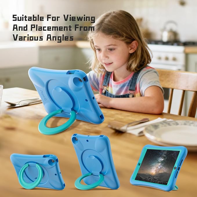 Pepkoo Case for iPad 9.7 Inch 5th/6th Gen &amp Air/Air 2 Shockproof Cover | EVA Shockproof Design with Adjustable Stand. Full-Body Coverage for Study Reading and Daily Use with Flexible Bracket.