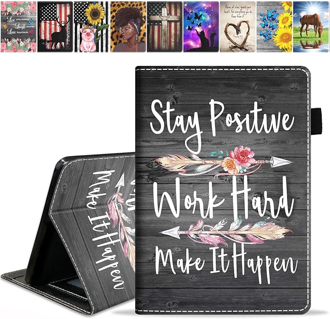 Case for All-New Amazon Kindle Fire 7 Tablet (7 Display 12th Generation 2022 Release) Premium PU Leather Stand Cover with Smart Auto Wake American Flag and Cross