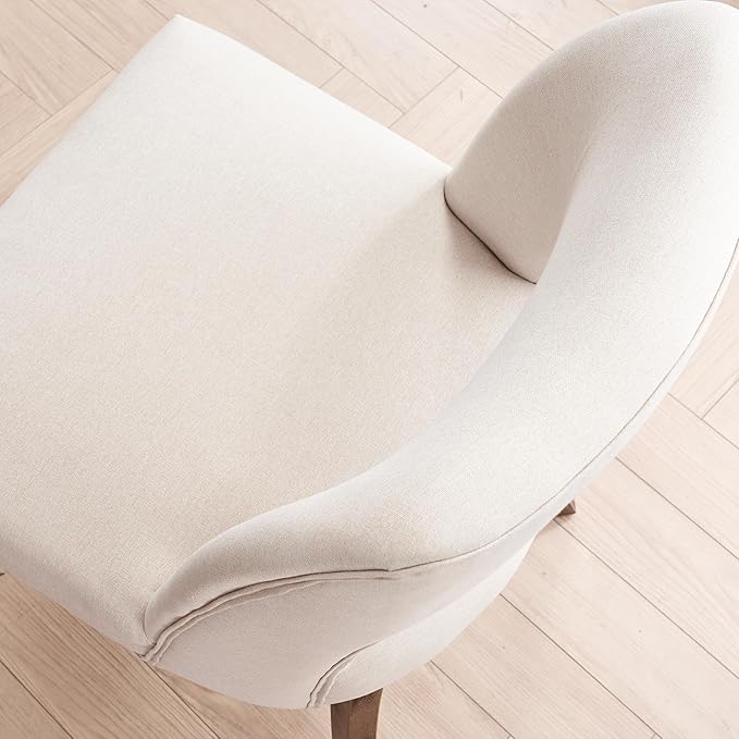 VKNOW Wooden Dining Chairs Set of 2, Modern Fabric Upholstered Dining Room Chair Kitchen Chairs, Farmhouse Dinner Chair for Kitchen Dining Room, Beige
