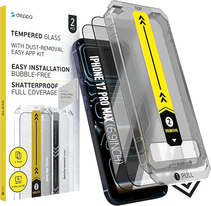 Deppa | 2-Pack | Screen Protector for iPhone 16 Pro Max (6.9) with Smart Installation Tray | Dust &amp Bubble-Free | 9H Tempered Glass | Full Coverage | Easy Install