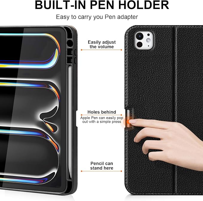 iPad Pro 11 Inch Case Black | 4th/3rd/2nd/1st Gen (2022-2018) Folio Cover Multi-Angle Stand Apple Pencil Holder Auto Sleep/Wake