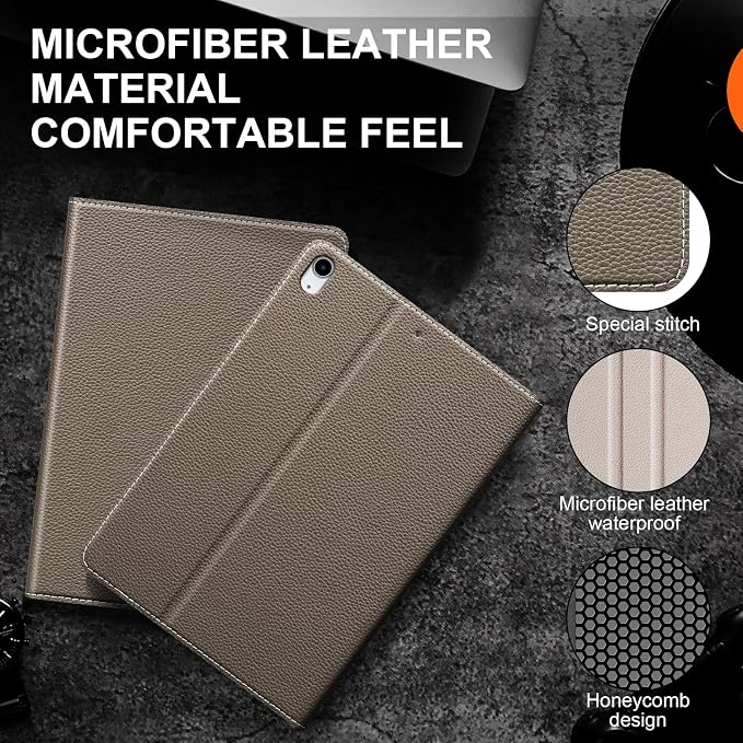 Leather Case for iPad Air 11 M2/M3/M4 &amp 10.9 4th/5th Gen Black | 2024-2026 2020/2022 Protective Shockproof Smart Cover Adjustable Stand Auto Wake/Sleep and Multiple View Angles