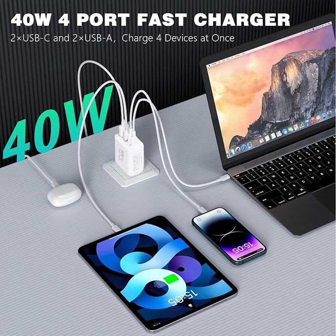 iPhone 17 16 15 Charger Fast Charging40W Dual Port A/C Phone Charger Fast Charging USB C Wall Charger Block Quick 10FT Type C Charging Cable for iPhone 17/17 Pro Max/17 Air/16 Pro/16e/15 Plus/15 Pro