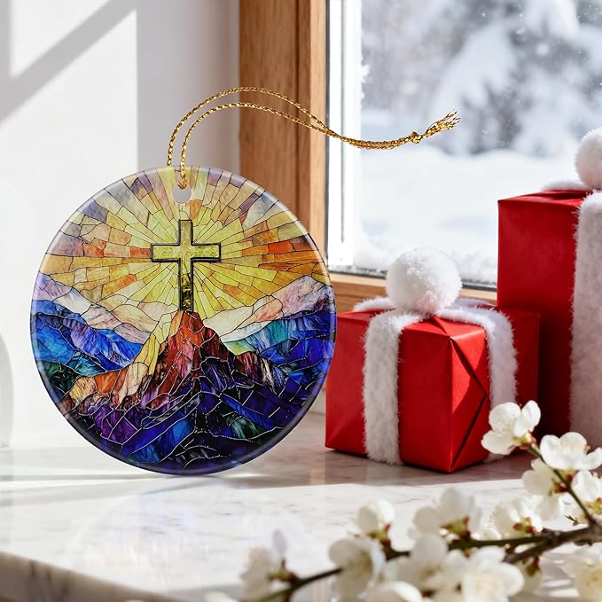 Christian Cross Ornament | Religious Christmas Ornament, Christmas Tree Decoration, Christian Home Decor | Religious Gifts | Easter Faith Cross Gifts, Baptism Gift, Confirmation Gift