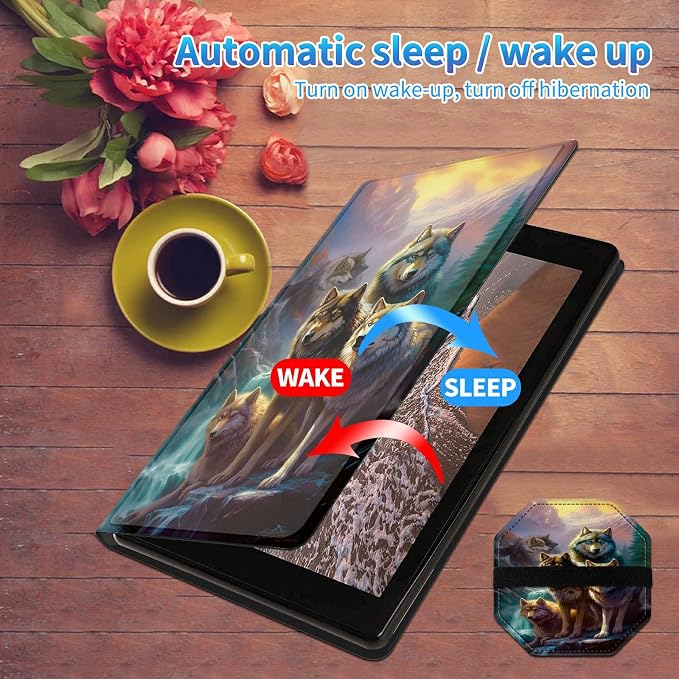 for All-New Kindle Fire HD 10 &amp 10 Plus Tablet (13th/11th Gen 2023/2021 Release) 10.1 + Screen Clean Pad Slim PU Leather Multi-Angle Kickstand Cover with Auto Wake/Sleep Horse with US Flag