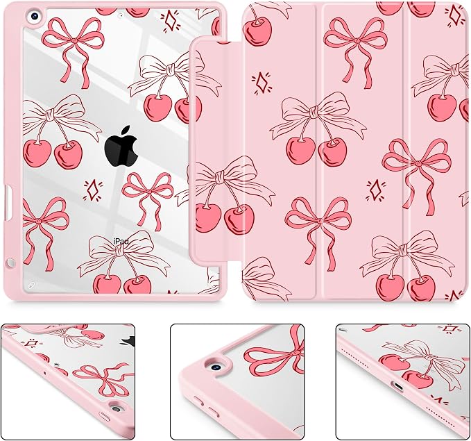 May Chen for iPad 9th Generation with Pencil Holder iPad 8th/7th Gen Case 10.2-inch [Penceil Holder] Trifold Stand Auto Wake/Sleep Clear TPU Protection Back Cover Ballet Shoes